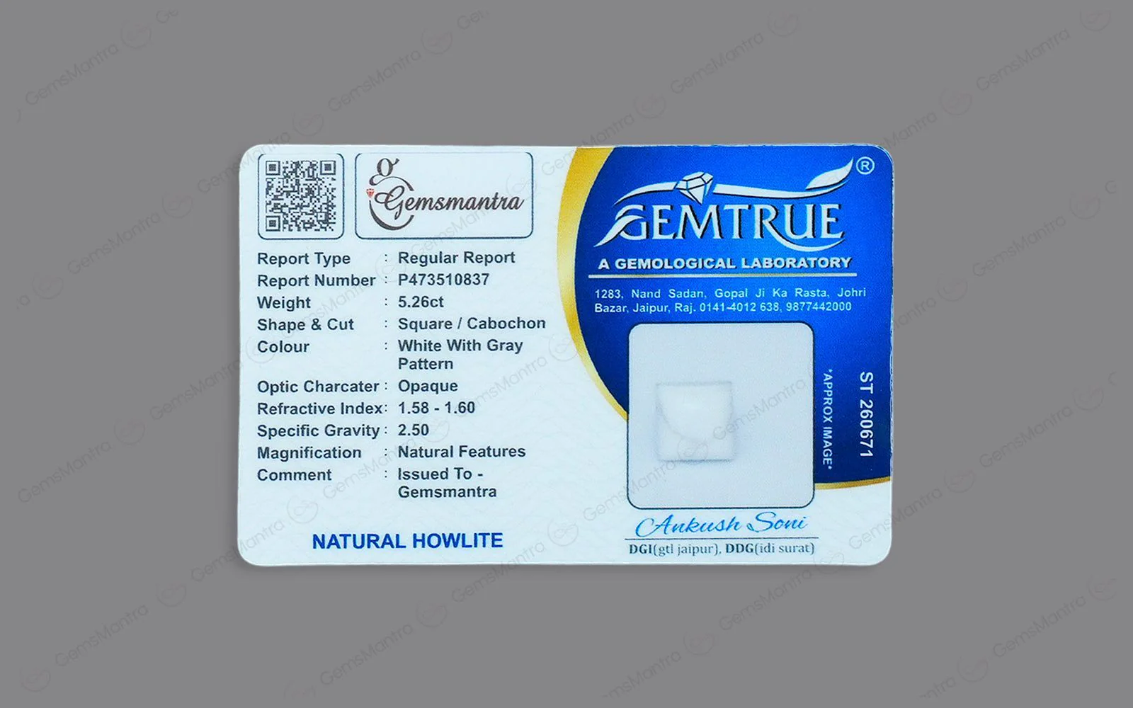 Howlite – 5.26 Carat / 5.8 Ratti [GM00160] - Image 4
