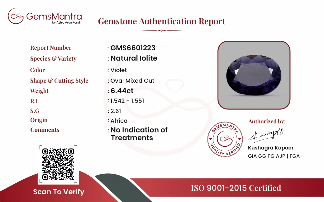 Iolite – 6.44 Carat / 7.1 Ratti [GM09896] - Image 3