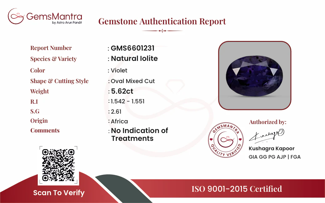Iolite – 5.62 Carat / 6.2 Ratti [GM09904] - Image 3