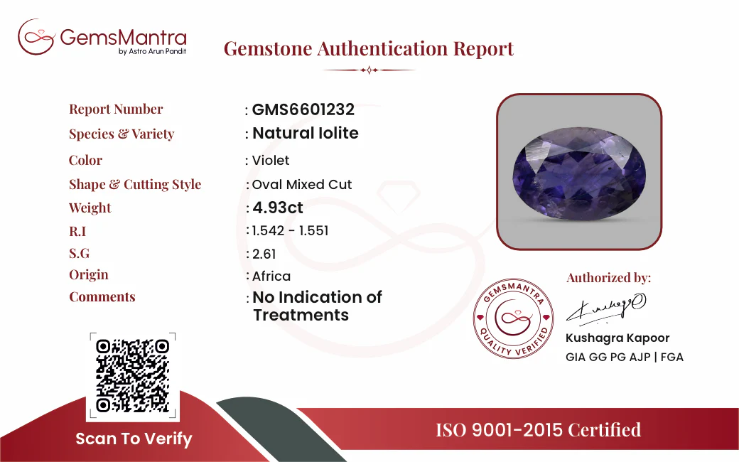 Iolite – 4.93 Carat / 5.4 Ratti [GM09905] - Image 3