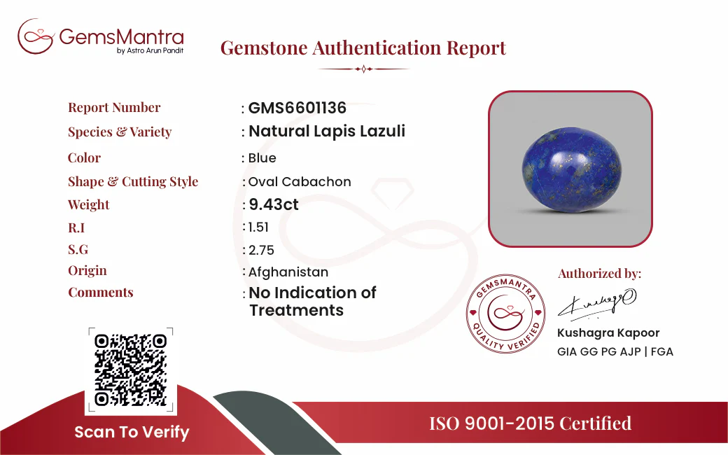 Lapis Lazuli – 9.43 Carat / 10.4 Ratti [GM09783] - Image 3