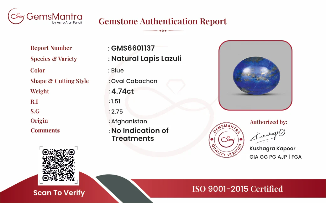 Lapis Lazuli – 4.74 Carat / 5.2 Ratti [GM09784] - Image 3