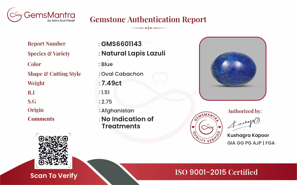 Lapis Lazuli – 7.49 Carat / 8.2 Ratti [GM09790] - Image 3