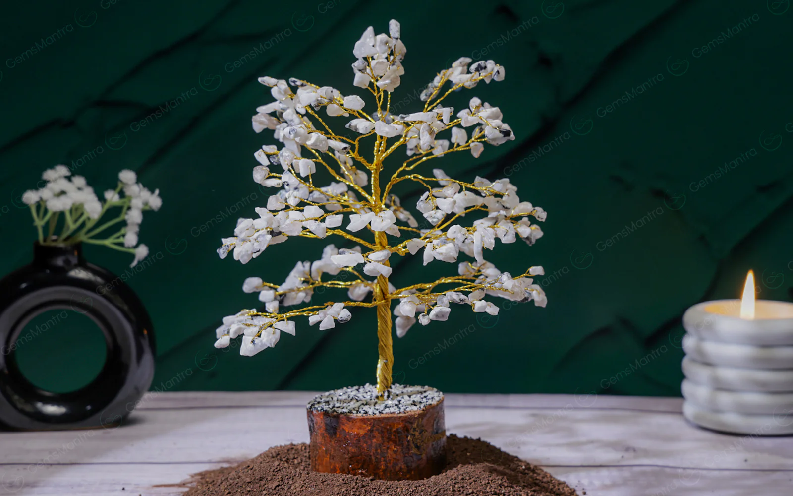 Rainbow Moonstone Crystal Tree – Large, for Vastu
