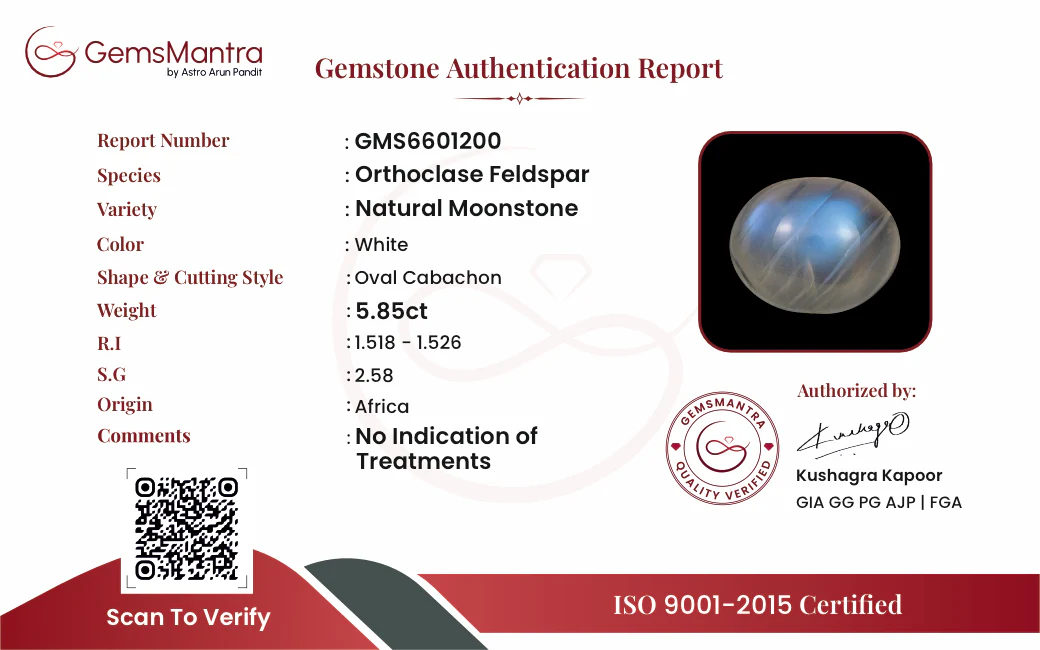 Moonstone (Chandramani) – 5.85 Carat / 6.4 Ratti [GM09873] - Image 3