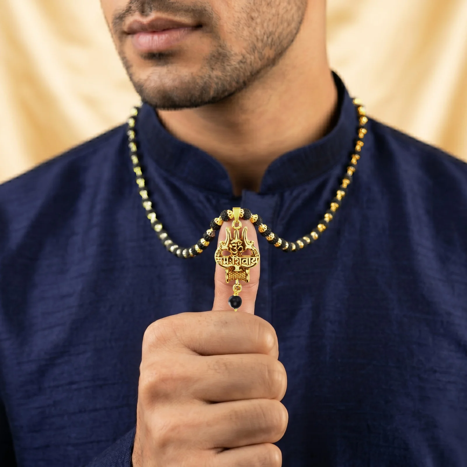 Original Shiv Trishul Karungali Mala (Gold) - Image 3