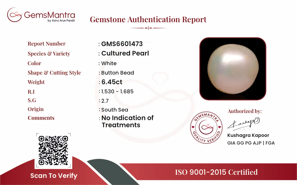Pearl (Moti) – 6.45 Carat / 7.1 Ratti [GM09647] - Image 2
