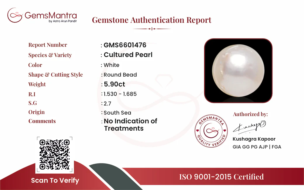 Pearl (Moti) – 5.9 Carat / 6.5 Ratti [GM09672] - Image 3