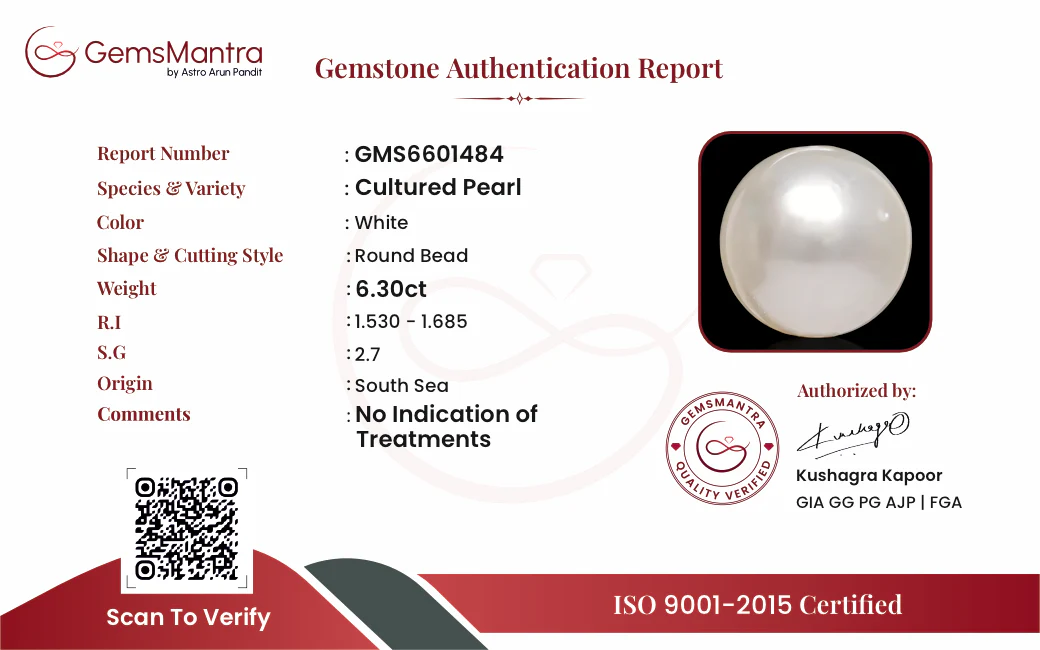 Pearl (Moti) – 6.3 Carat / 6.9 Ratti [GM09680] - Image 3