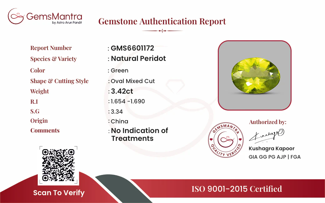 Peridot – 3.42 Carat / 3.8 Ratti [GM09805] - Image 3