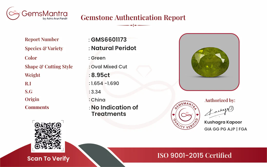 Peridot – 8.95 Carat / 9.8 Ratti [GM09806] - Image 3