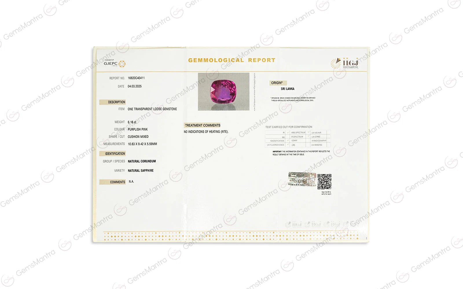 Pink Sapphire – 6.16 Carat / 6.8 Ratti [GM_003] - Image 3