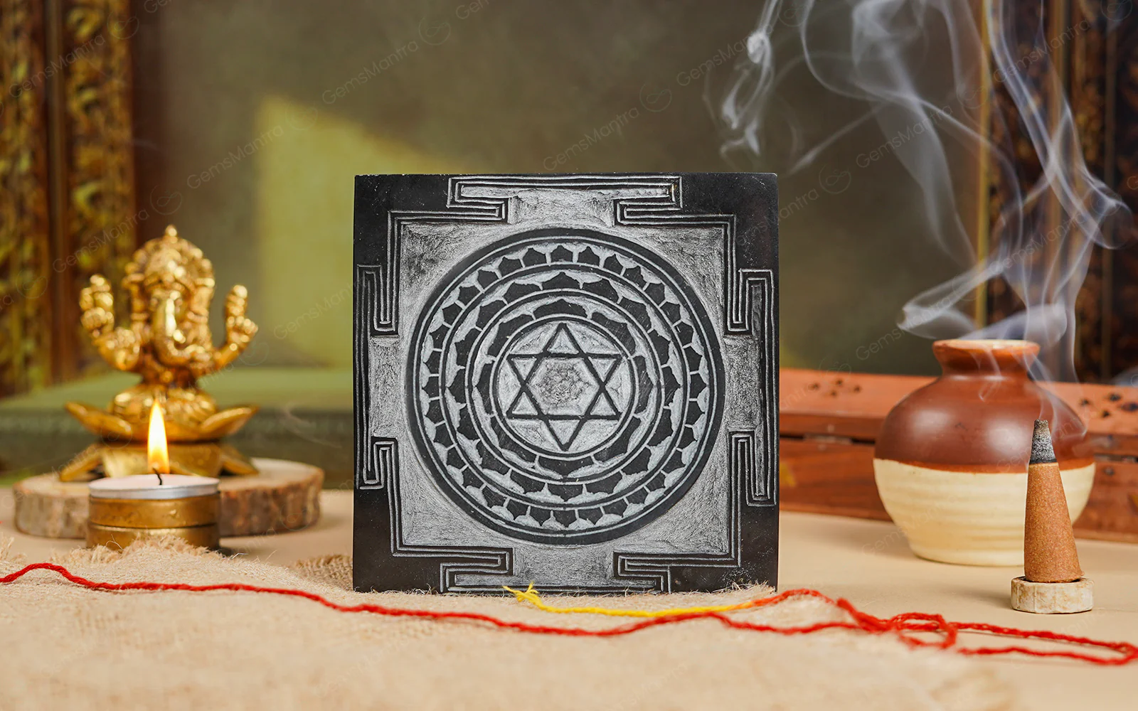 Shaligram Kuber Yantra – Handmade, for Wealth & Puja