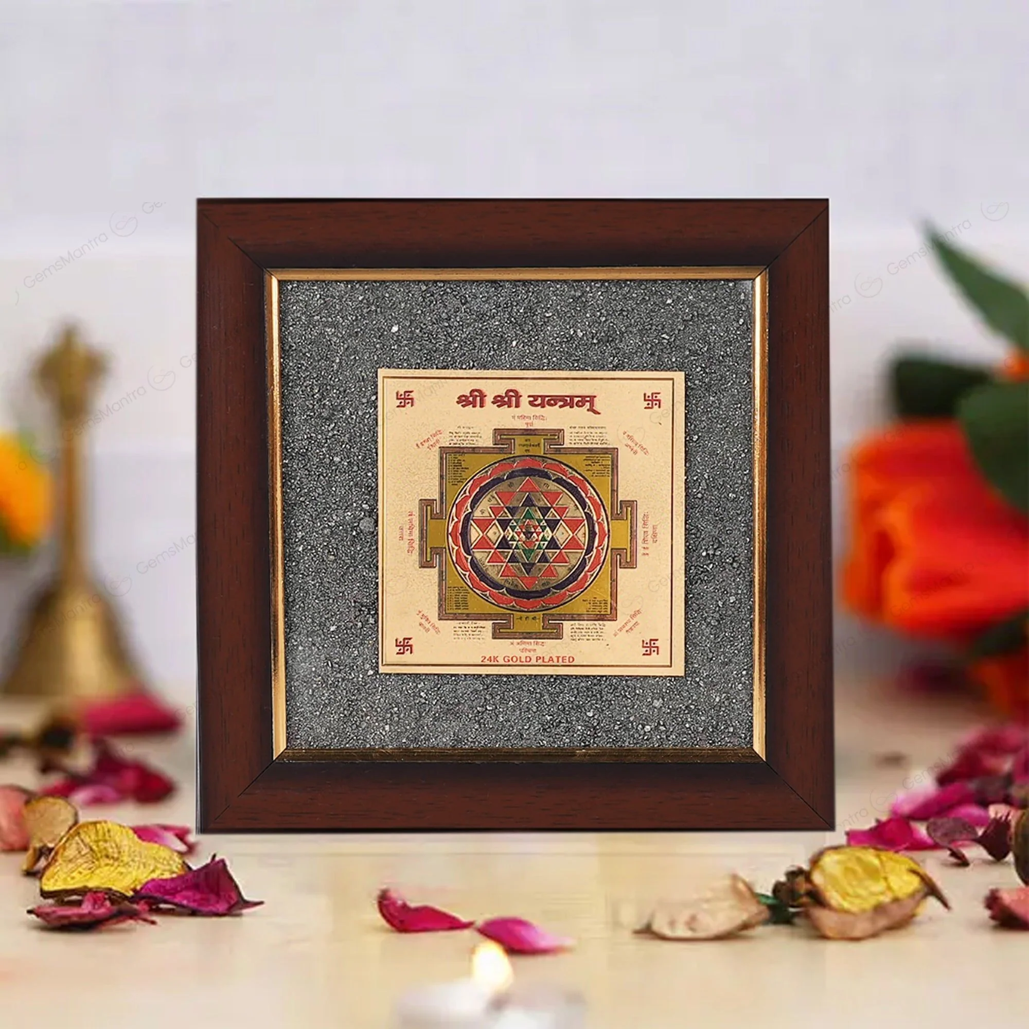 Shree Pyrite Yantra + Laxmi Ganesh Pyrite Dust Frame Combo – for Wealth & Puja - Image 2