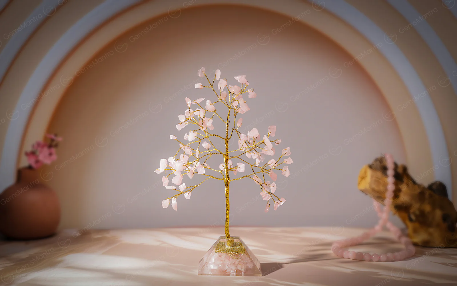 Rose Quartz Pyramid Tree – for Vastu