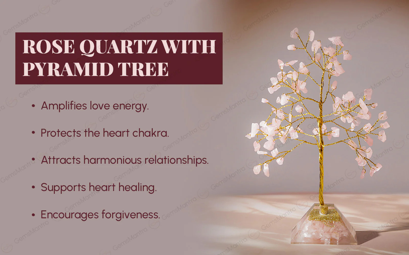 Rose Quartz Pyramid Tree – for Vastu - Image 3