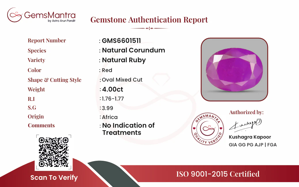 Ruby (Manik) – 4 Carat / 4.4 Ratti [GM09438] - Image 3