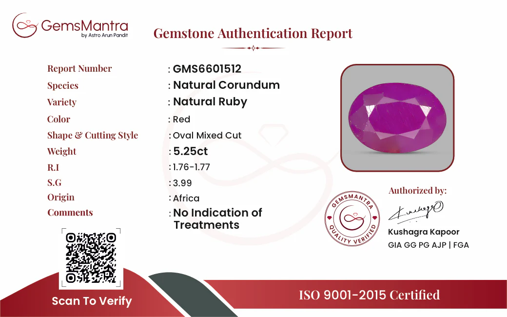 Ruby (Manik) – 5.25 Carat / 5.8 Ratti [GM09439] - Image 3