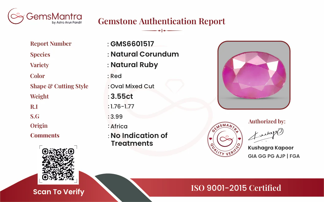 Ruby (Manik) – 3.55 Carat / 3.9 Ratti [GM09444] - Image 3