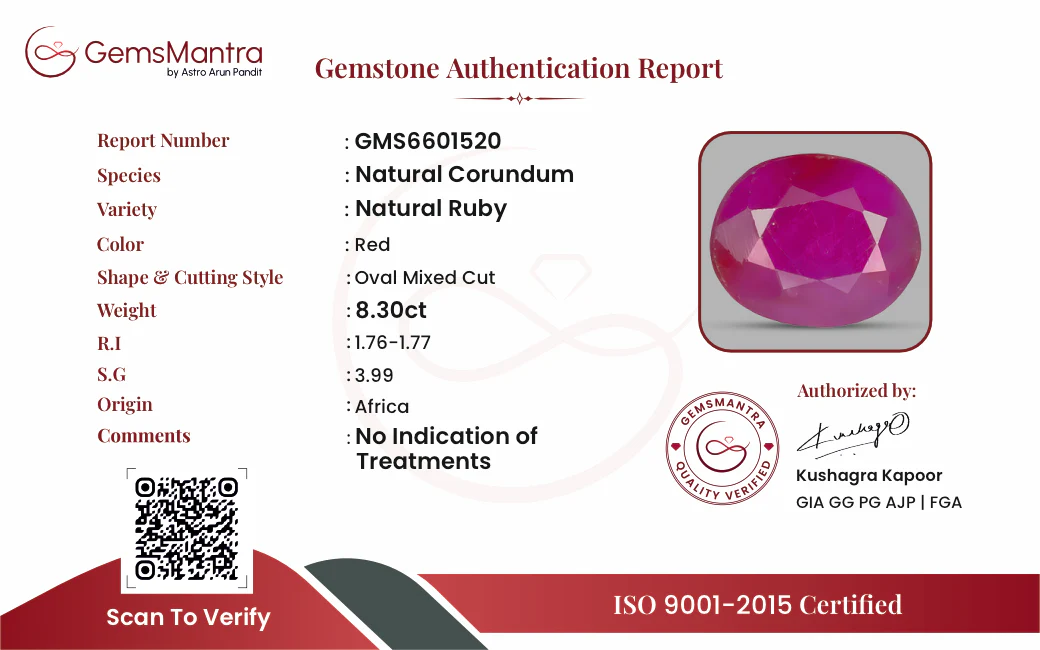 Ruby (Manik) – 8.3 Carat / 9.1 Ratti [GM09447] - Image 3