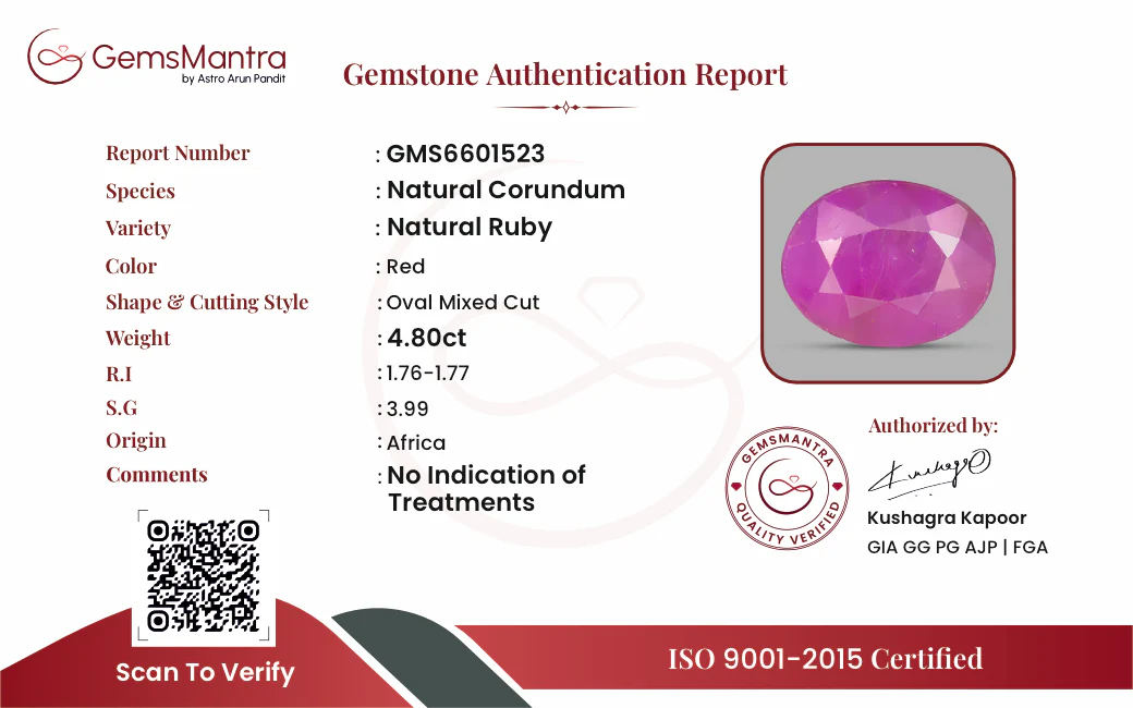 Ruby (Manik) – 4.8 Carat / 5.3 Ratti [GM09451] - Image 3