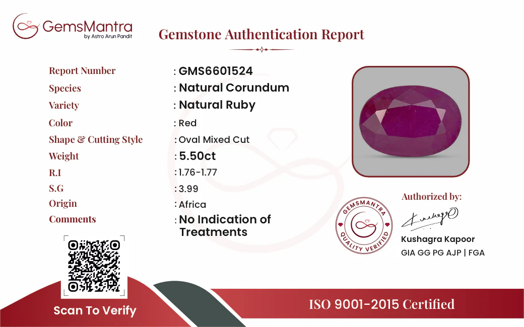 Ruby (Manik) – 5.5 Carat / 6.1 Ratti [GM09452] - Image 3