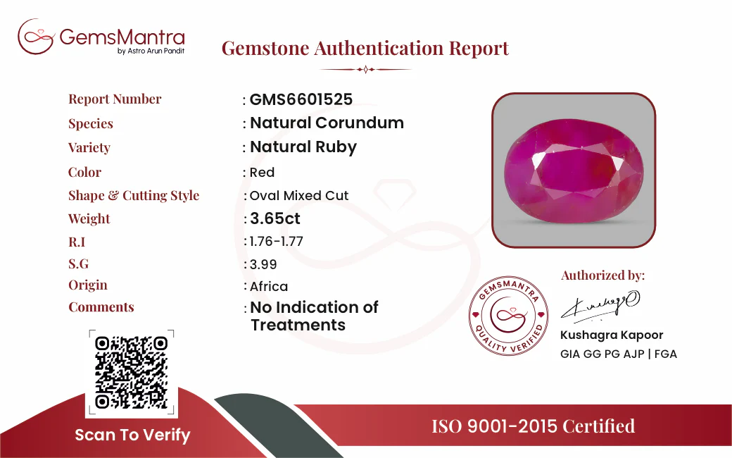 Ruby (Manik) – 3.65 Carat / 4 Ratti [GM09453] - Image 3