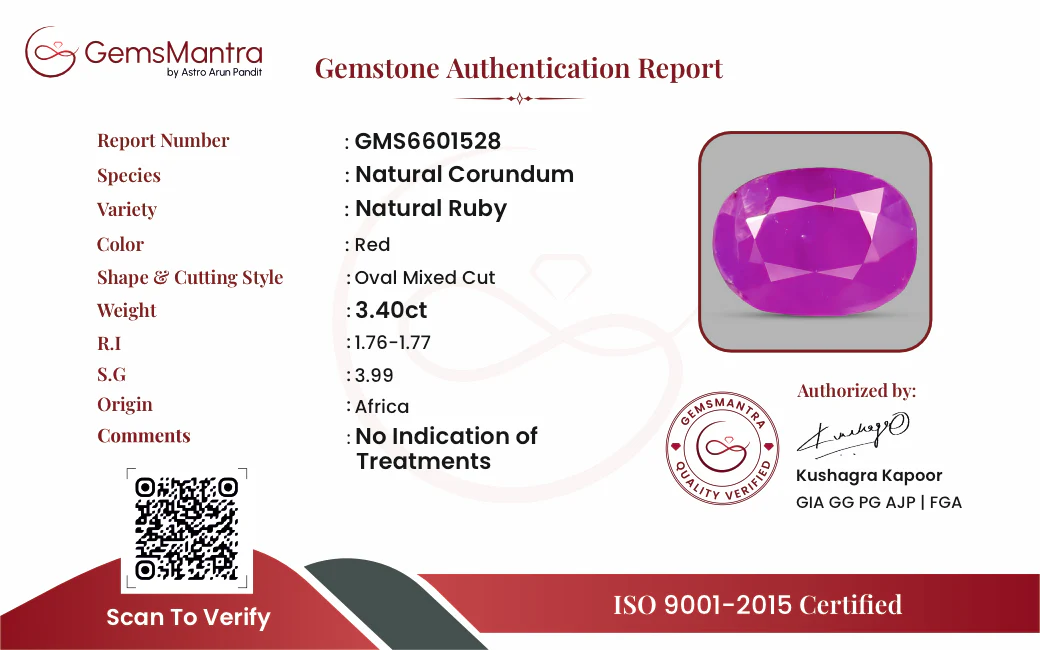 Ruby (Manik) – 3.4 Carat / 3.7 Ratti [GM09456] - Image 3