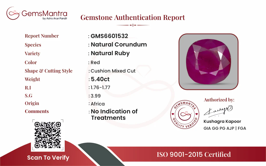 Ruby (Manik) – 5.4 Carat / 5.9 Ratti [GM09460] - Image 3