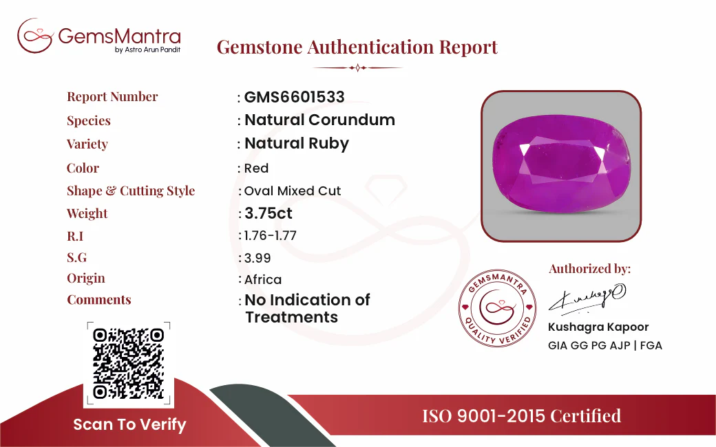 Ruby (Manik) – 3.75 Carat / 4.1 Ratti [GM09461] - Image 3