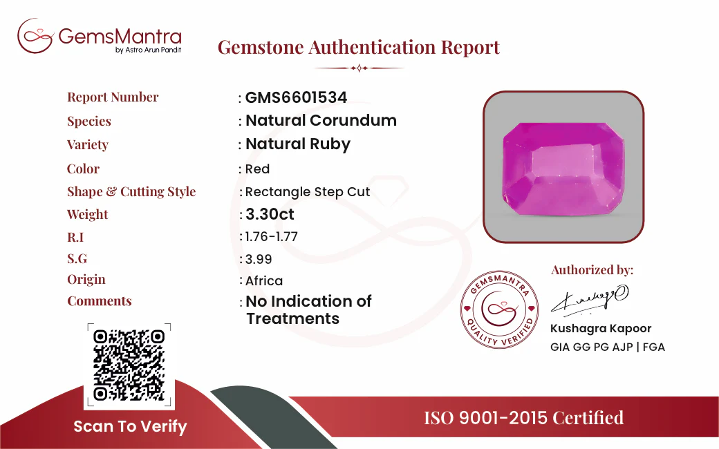 Ruby (Manik) – 3.3 Carat / 3.6 Ratti [GM09462] - Image 3