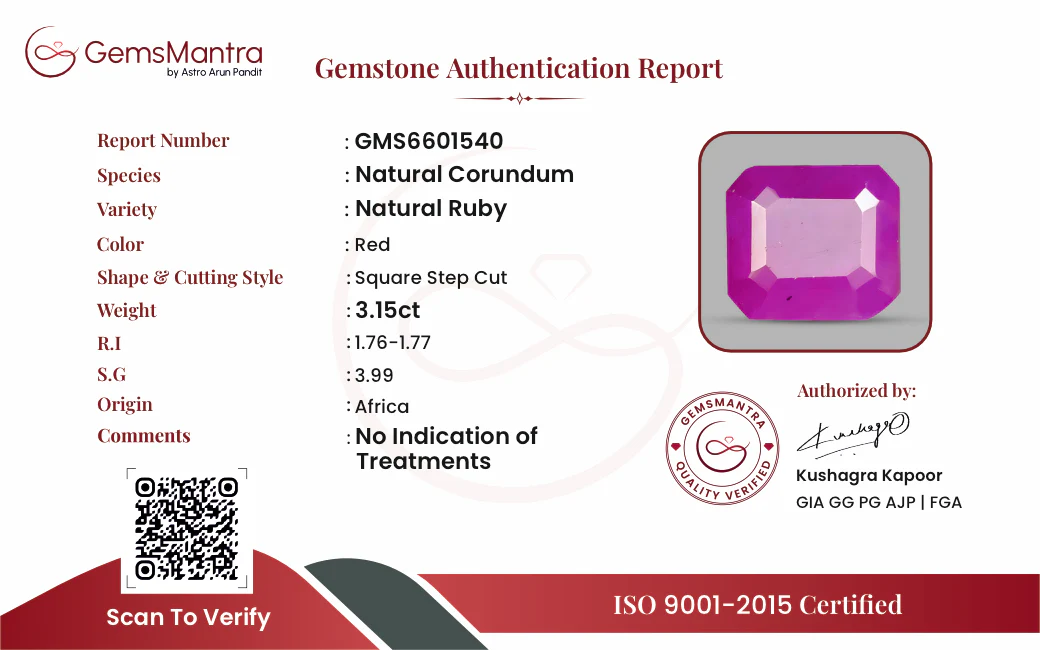 Ruby (Manik) – 3.15 Carat / 3.5 Ratti [GM09469] - Image 3