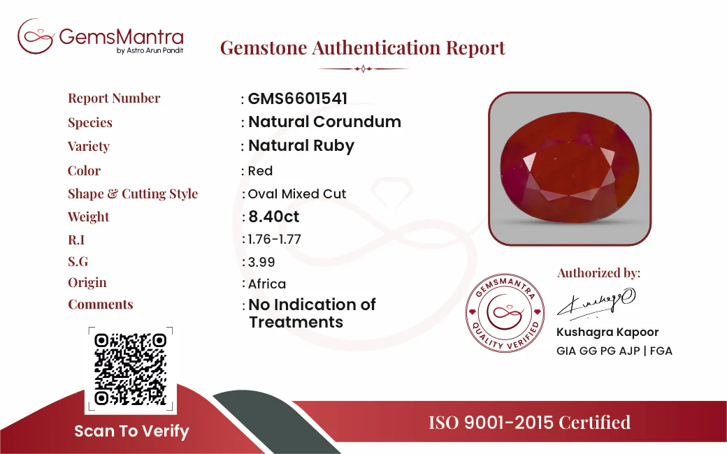 Ruby (Manik) – 8.4 Carat / 9.2 Ratti [GM09470] - Image 3
