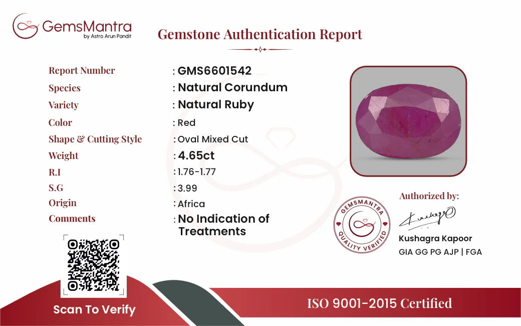 Ruby (Manik) – 4.65 Carat / 5.1 Ratti [GM09471] - Image 3