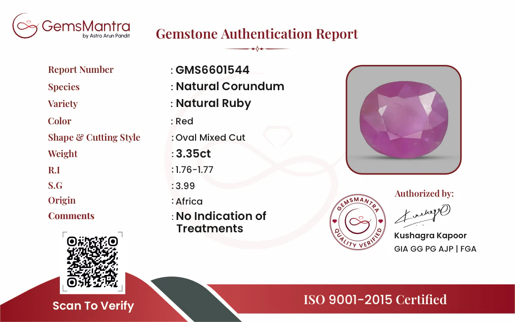 Ruby (Manik) – 3.35 Carat / 3.7 Ratti [GM09473] - Image 3
