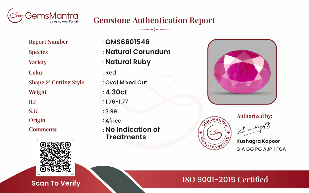 Ruby (Manik) – 4.3 Carat / 4.7 Ratti [GM09475] - Image 3