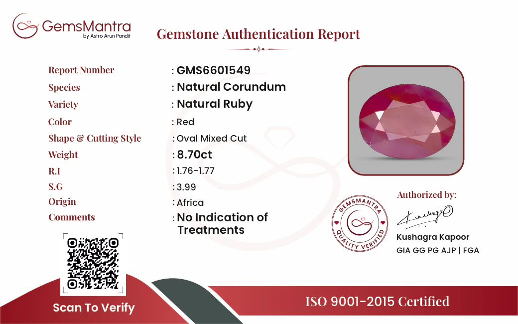 Ruby (Manik) – 8.7 Carat / 9.6 Ratti [GM09478] - Image 3