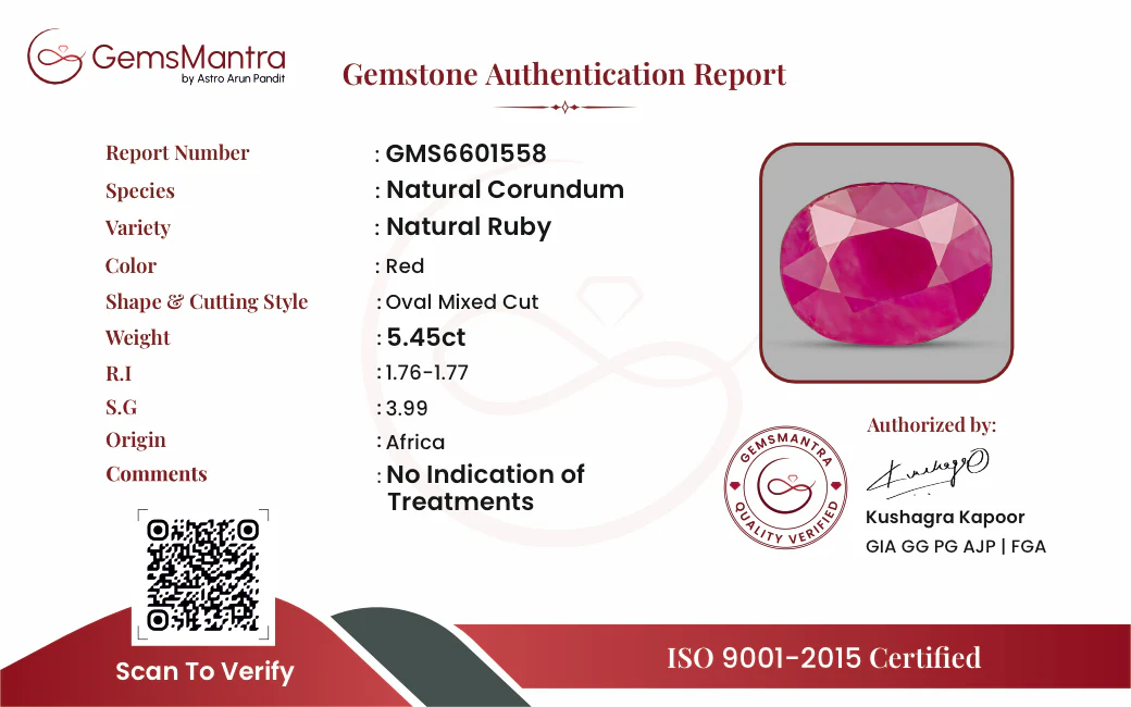 Ruby (Manik) – 5.45 Carat / 6 Ratti [GM09497] - Image 3