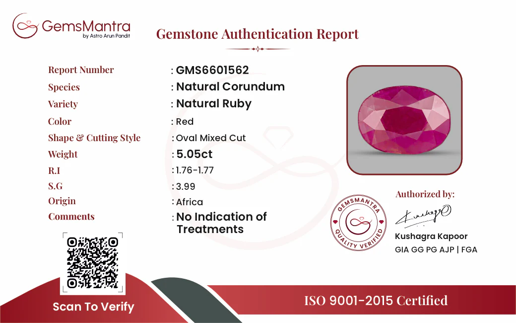 Ruby (Manik) – 5.05 Carat / 5.6 Ratti [GM09501] - Image 3