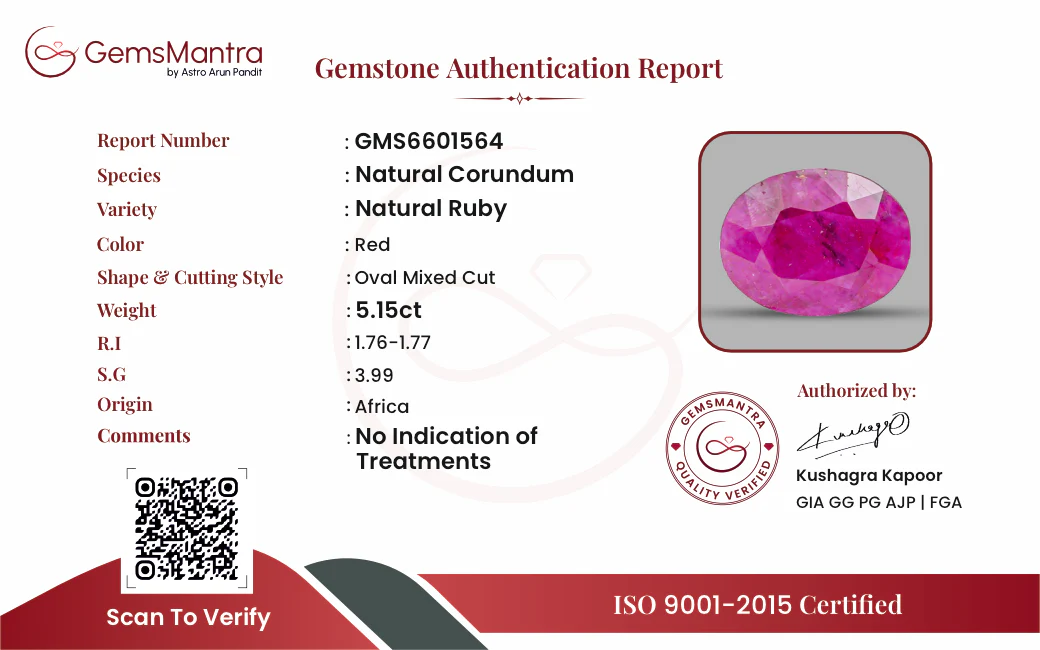 Ruby (Manik) – 5.15 Carat / 5.7 Ratti [GM09504] - Image 3