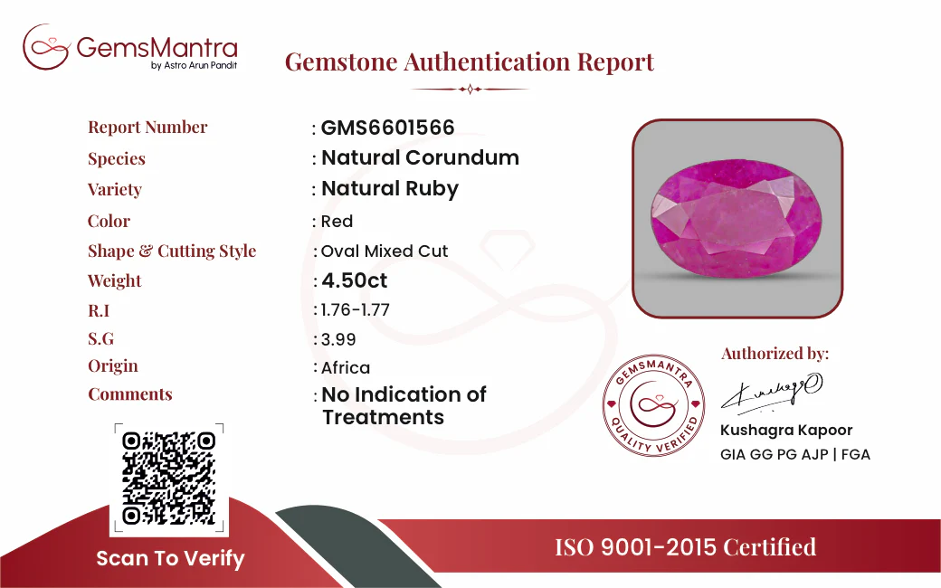 Ruby (Manik) – 4.5 Carat / 5 Ratti [GM09506] - Image 3