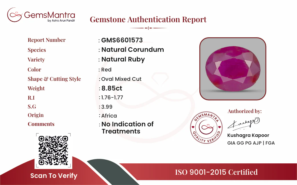 Ruby (Manik) – 8.85 Carat / 9.7 Ratti [GM09513] - Image 3