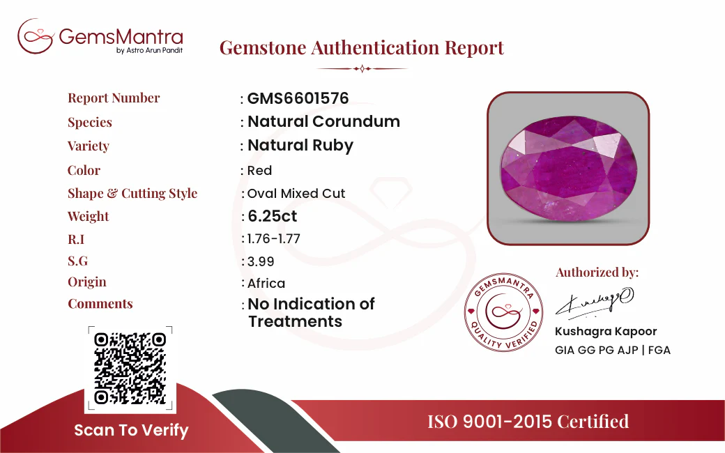 Ruby (Manik) – 6.25 Carat / 6.9 Ratti [GM09516] - Image 2