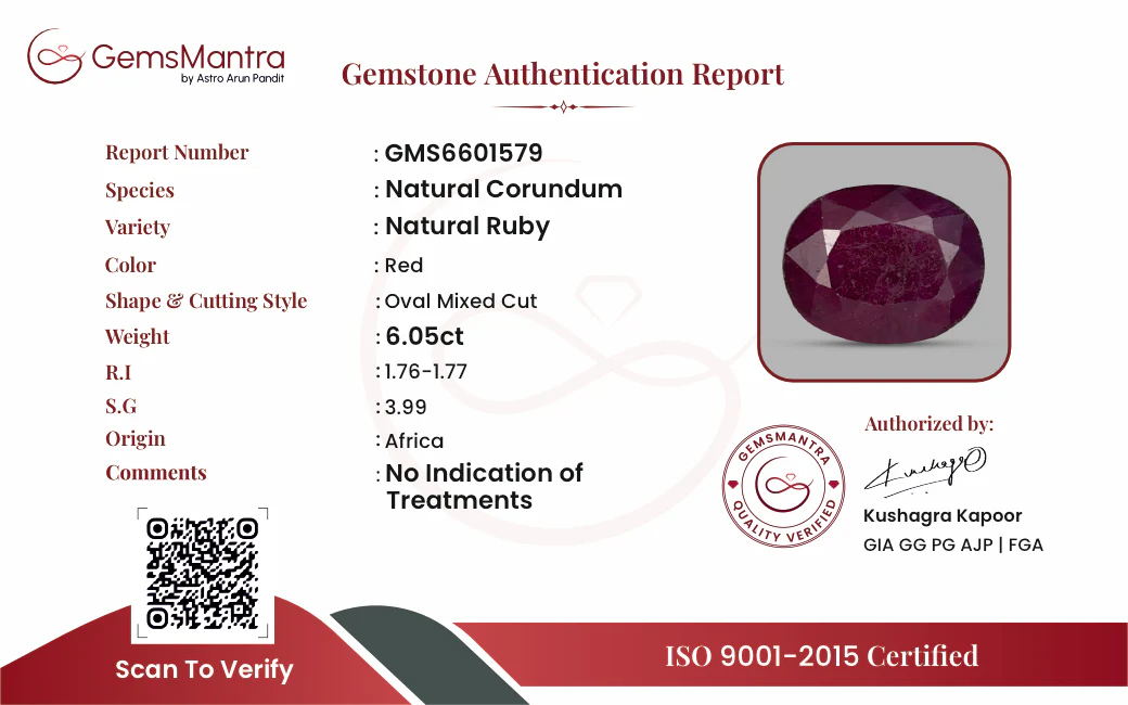 Ruby (Manik) – 6.05 Carat / 6.7 Ratti [GM09519] - Image 3