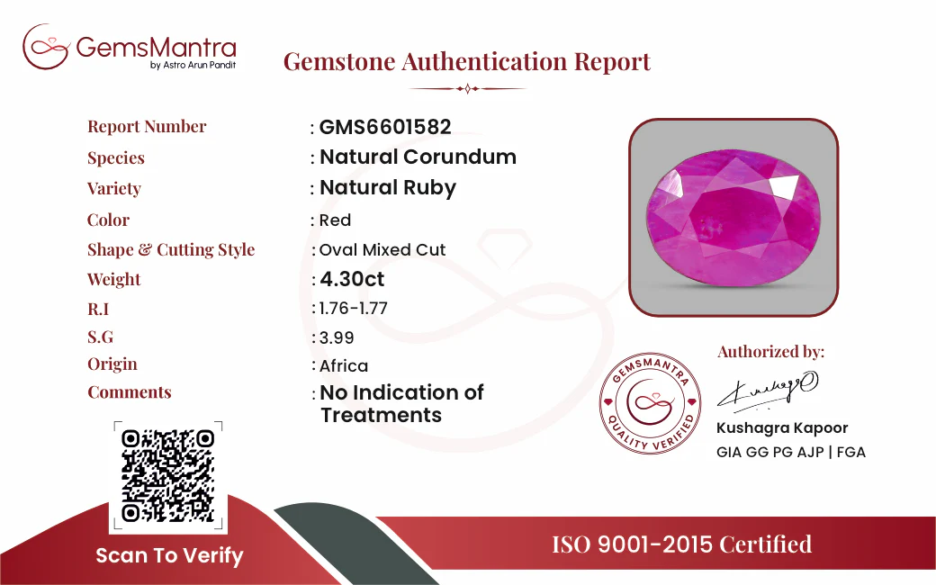 Ruby (Manik) – 4.3 Carat / 4.7 Ratti [GM09522] - Image 3