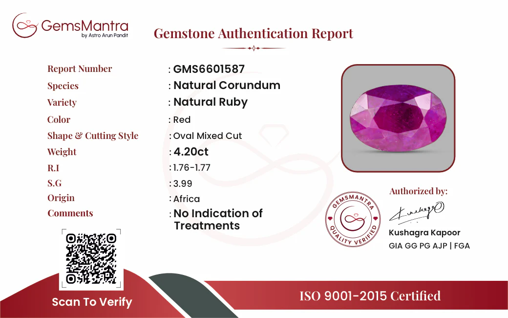 Ruby (Manik) – 4.2 Carat / 4.6 Ratti [GM09528] - Image 3
