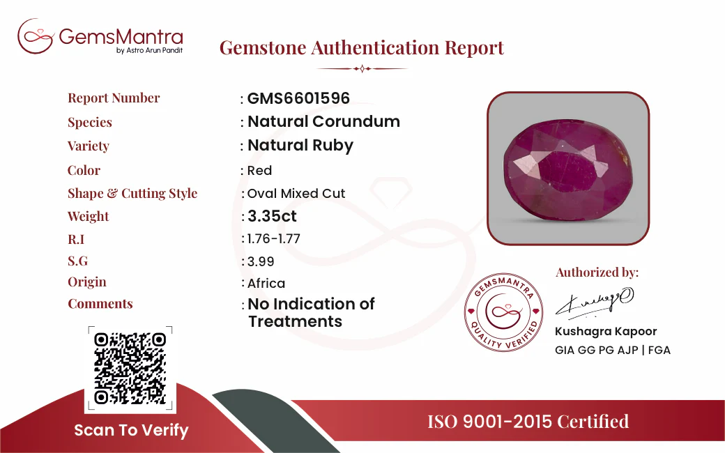 Ruby (Manik) – 3.35 Carat / 3.7 Ratti [GM09656] - Image 3