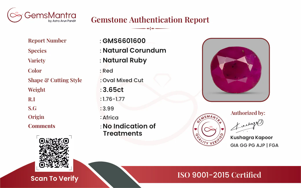 Ruby (Manik) – 3.65 Carat / 4 Ratti [GM09726] - Image 3
