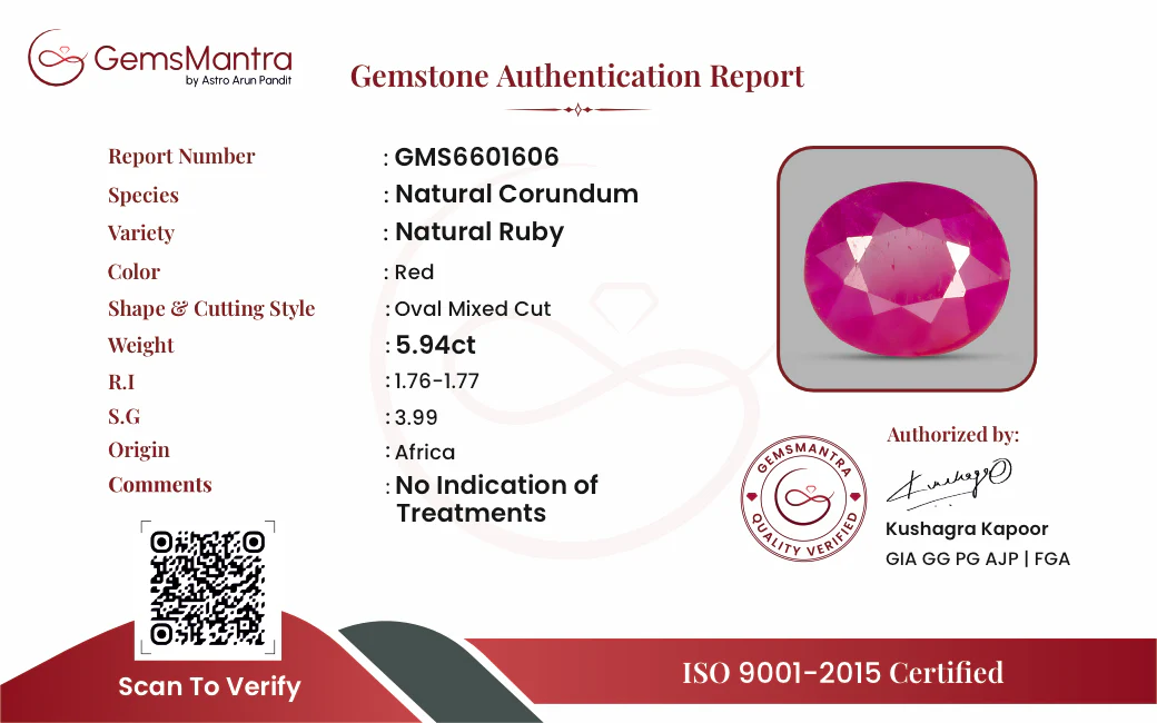 Ruby (Manik) – 5.94 Carat / 6.5 Ratti [GM09740] - Image 3