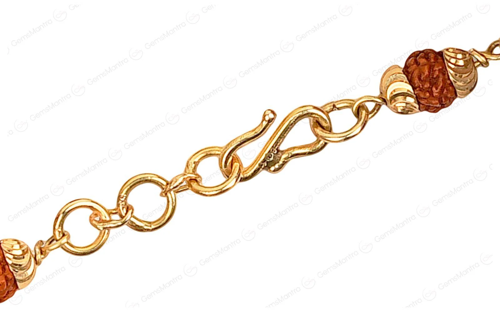 Original 5 Mukhi Rudraksha Gold Elephant Bracelet for Kids - Image 4